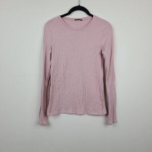 Zara Blush Pink Ribbed Fitted Long Sleeve …